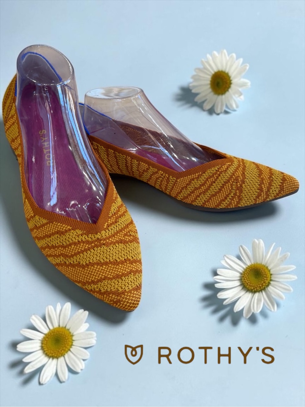 Rothy's The Point Golden Zebra Flats Size 10.5 NWOB Limited Edition
